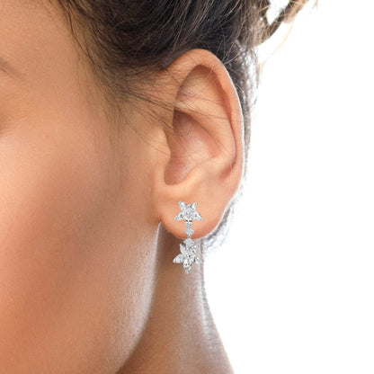 18k White Gold 6.0 Cttw Marquise Diamond Floral Dangle Drop Earrings (E-F Color, VS1-VS2 Clarity) - Bijoux-NYC Direct