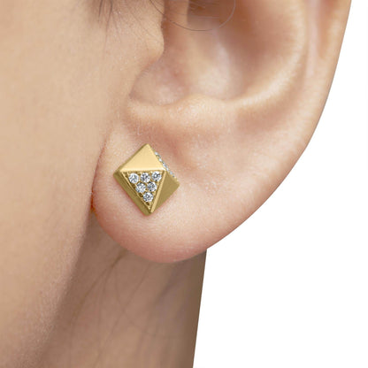 14K Yellow Gold 1/4 Cttw Diamond Pyramid Stud Earring (G-H Color, SI1-SI2 Clarity) - Bijoux-NYC Direct