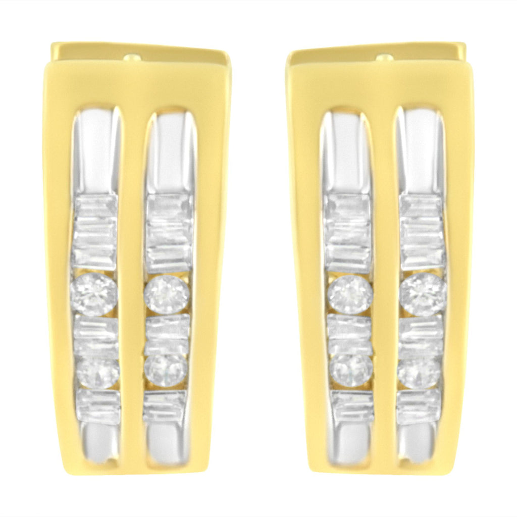 10K Yellow Gold 1/2 cttw Diamond Huggy Heart Hoop Earrings (I-J Clarity, I2-I3 Color)