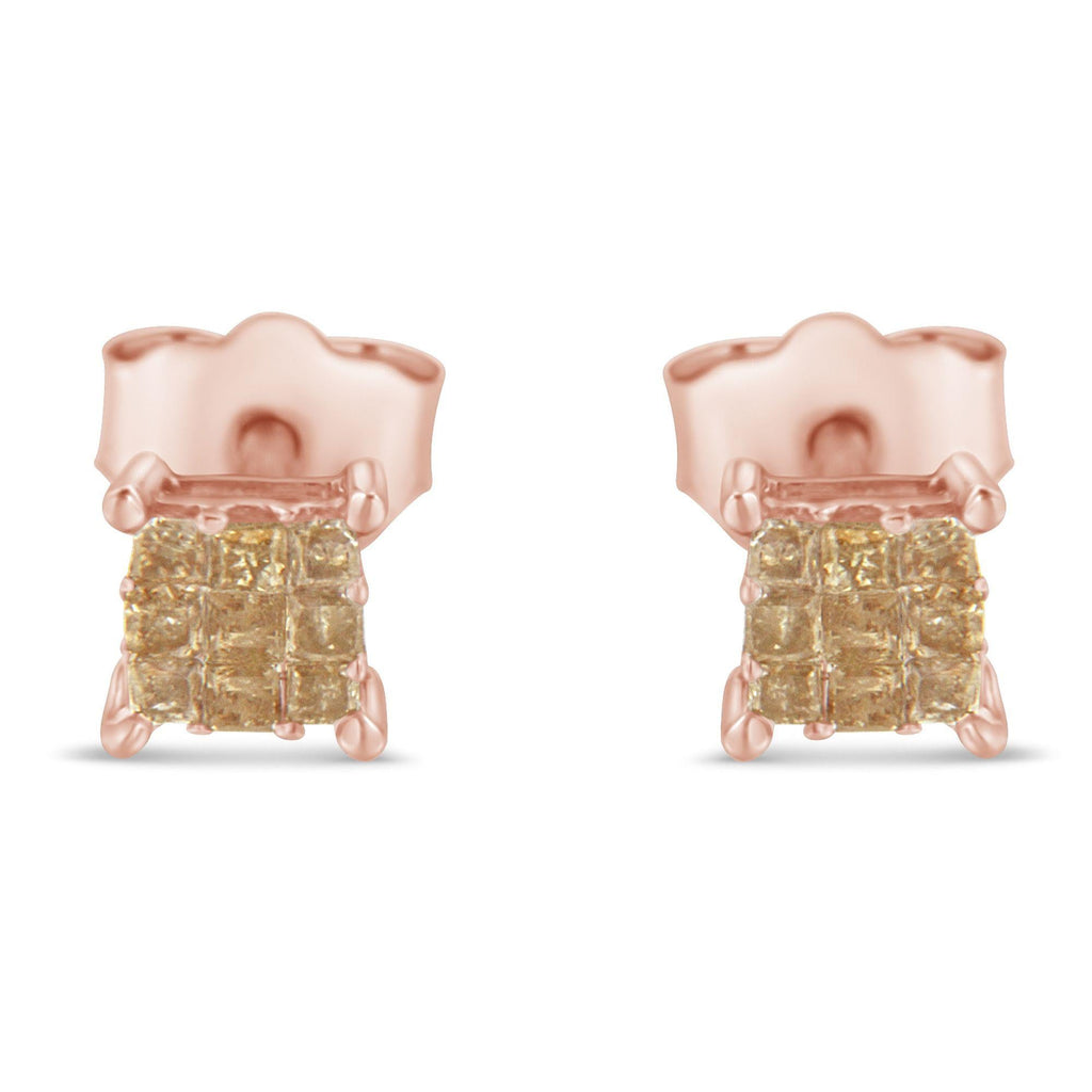 Sterling Silver Princess Diamond Stud Earring (0.25 cttw, I-J Color, I2-I3 Clarity)