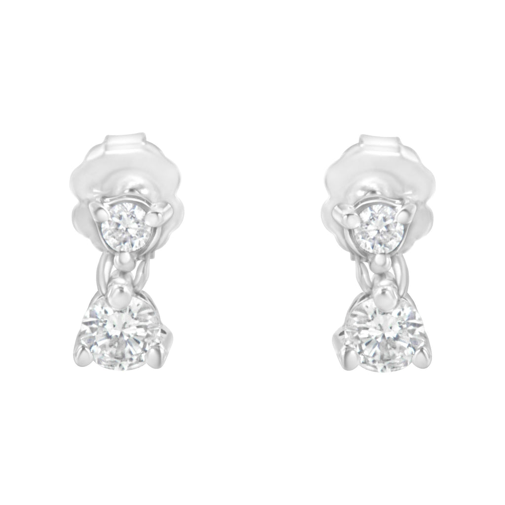 14KT White Gold 1/2 cttw Double Diamond Dangle Stud Earrings (H-I, I1-I2)
