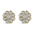 14K Yellow Gold Plated .925 Sterling Silver 1/6 Cttw Miracle-Plate Set Diamond Floral Stud Earrings (I-J Color, I2-I3 Clarity)
