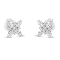 14K White Gold Marquise Diamond Flower Stud Earring (1.00 cttw, H-I Color, SI1-SI2 Clarity)
