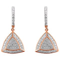 14K Rose Gold Plated .925 Sterling Silver Diamond-Accent Trillion Shaped 4-Stone Halo Style Dangle Earrings (H-I Color, I2-I3 Clarity)