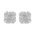 .925 Sterling Silver Round-Cut Diamond Accent Swirl Square Knot Stud Earrings (H-I Color, I2-I3 Clarity)