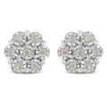 .925 Sterling Silver 1/2 Cttw Round-Cut Diamond Miracle-Set Floral Cluster Button Stud Earrings (I-J Color, I2-I3 Clarity)