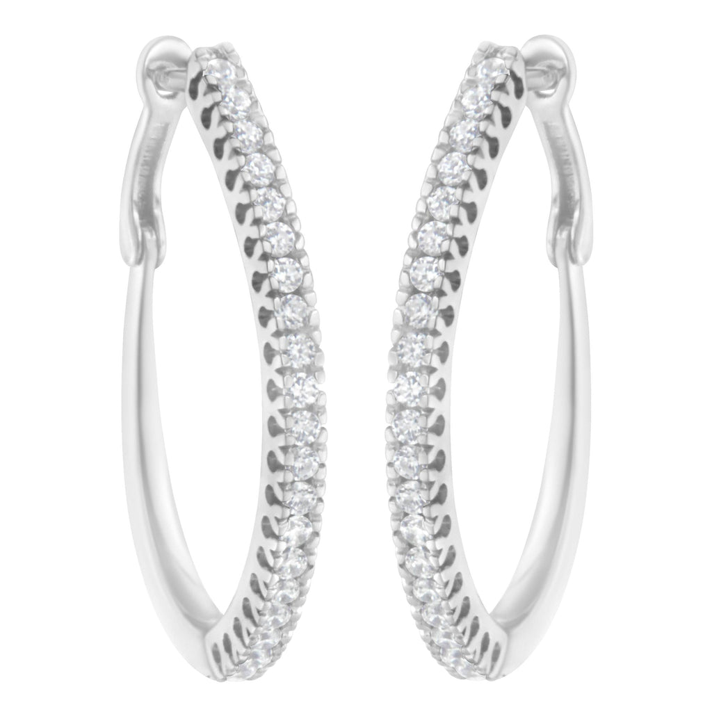 10KT White Gold 1/2 cttw Diamond Hoop Earrings (I-J, I2-I3)