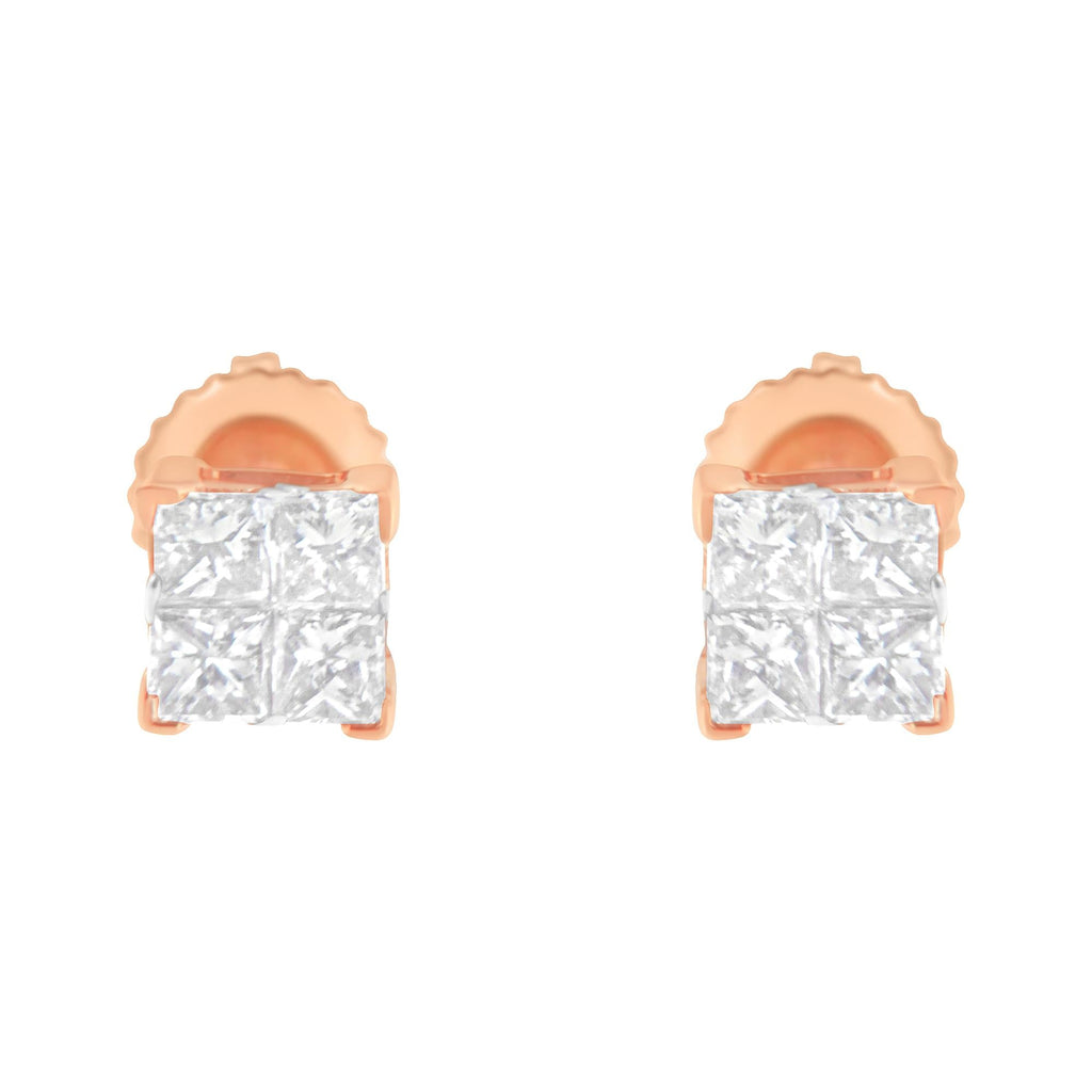 10K Gold Princess Diamond Composite Stud Earring (1/2 cttw, I-J Color, I1-I2 Clarity)