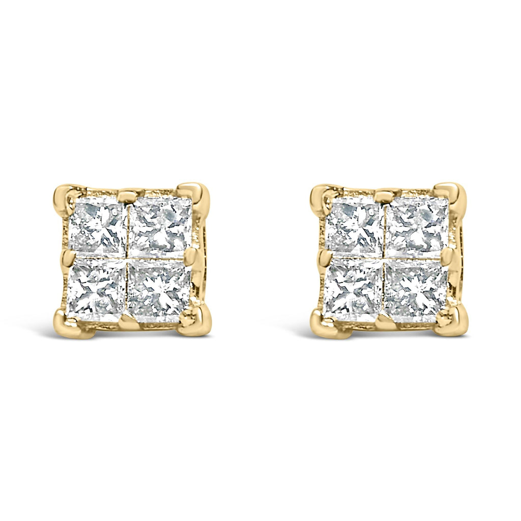 10K Gold Princess Diamond Composite Stud Earring (1/2 cttw, I-J Color, I1-I2 Clarity)