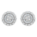 .925 Sterling Silver 1/2 cttw Miracle-Set Diamond Double Halo Stud Earring (I-J Clarity, I3 Color)