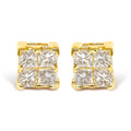 14K Yellow Gold 1/4 Cttw Invisible Set Princess-Cut Diamond Square Stud Earring (J-K Color, I1-I2 Clarity)