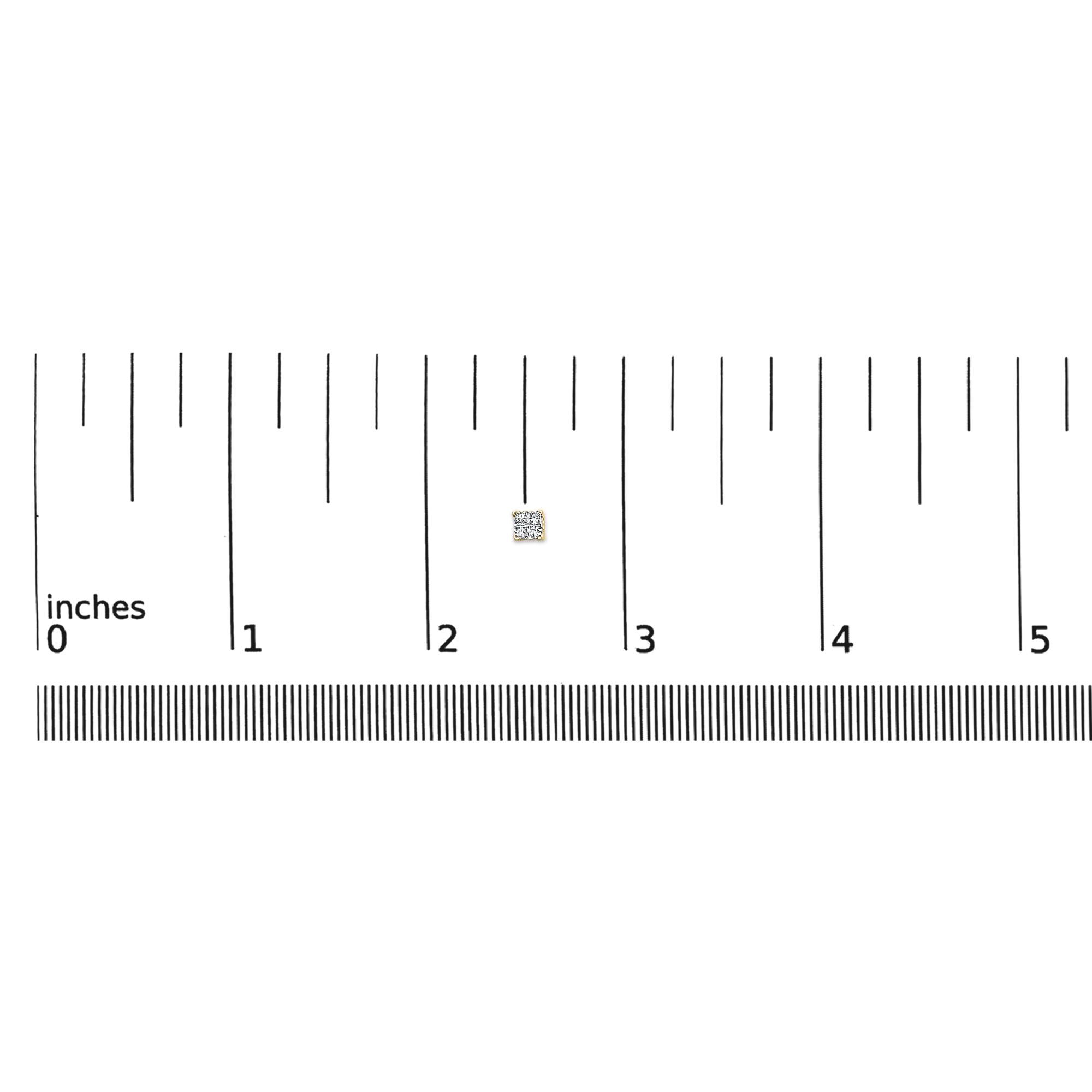 14K Yellow Gold 1/4 Cttw Invisible Set Princess-Cut Diamond Square Stud Earring (J-K Color, I1-I2 Clarity)