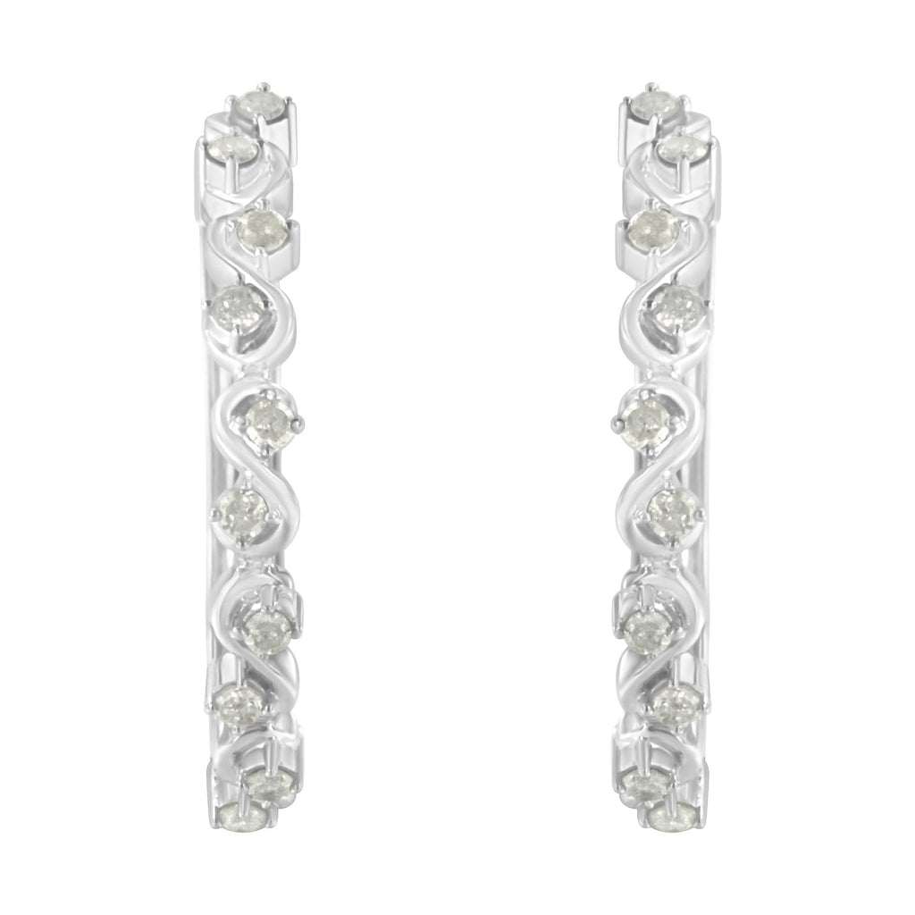 Sterling-Silver Diamond Hoop Earring (1/2 cttw, I-J Color, I3 Clarity)
