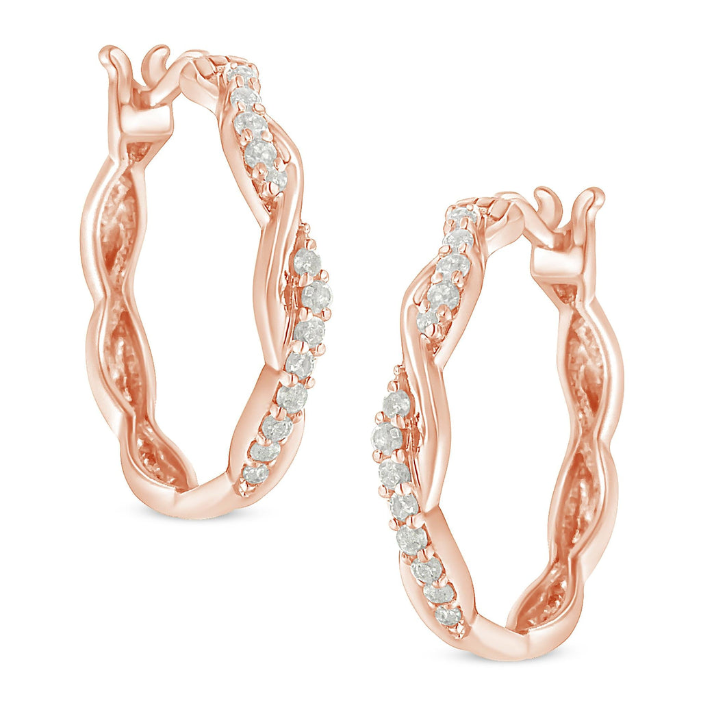 .925 Sterling-Silver 1/4 cttw Pave Set Diamond Twisted Spiral Hoop Earring (I-J Color, I3 Clarity)