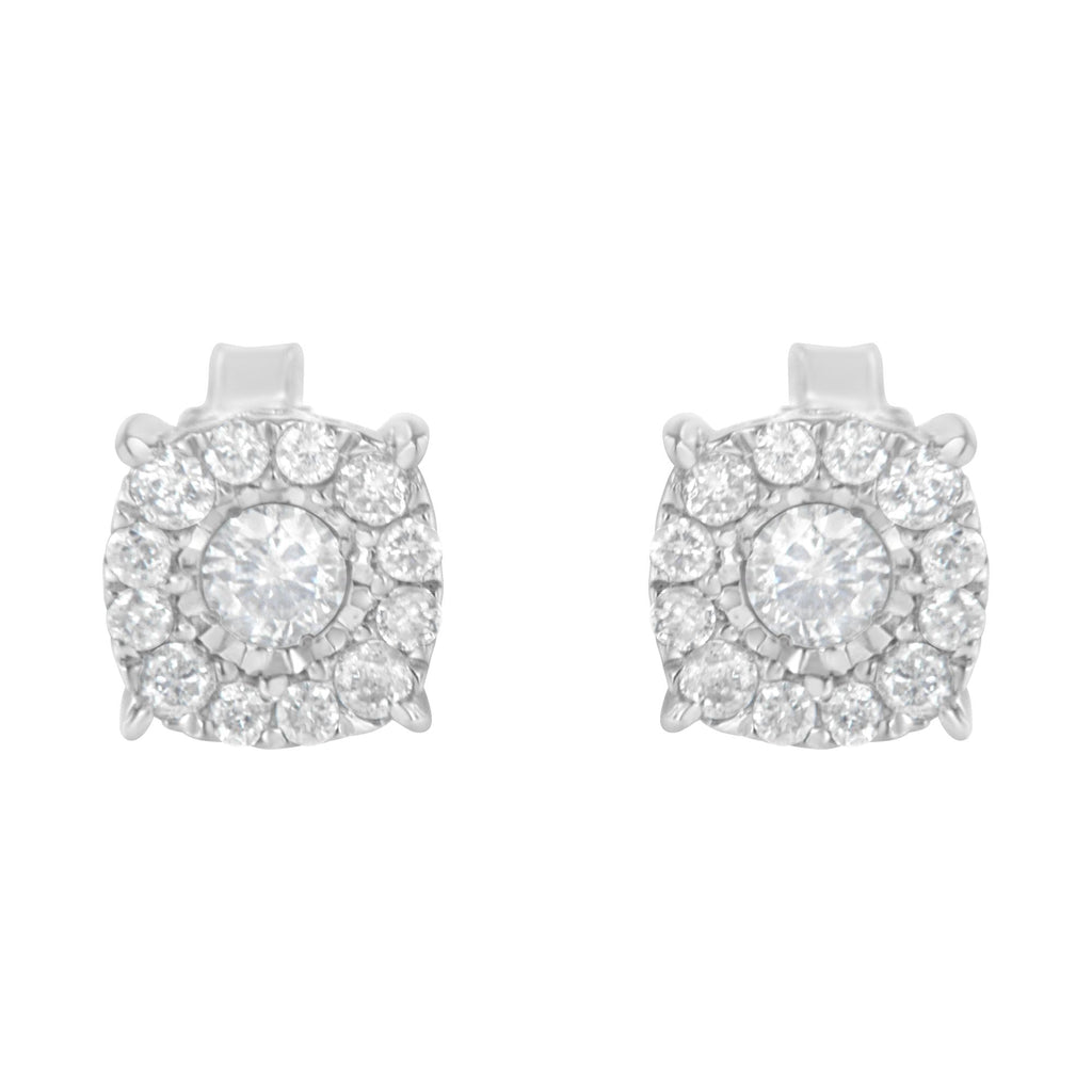 Sterling Silver Diamond Square Stud Earring (1/2 cttw, I-J Color, I2-I3 Clarity)