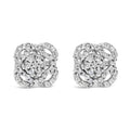 .925 Sterling Silver 1/2 cttw Round-cut Diamond Floral Cluster and Halo Stud Earring (I-J Color, I3 Clarity)
