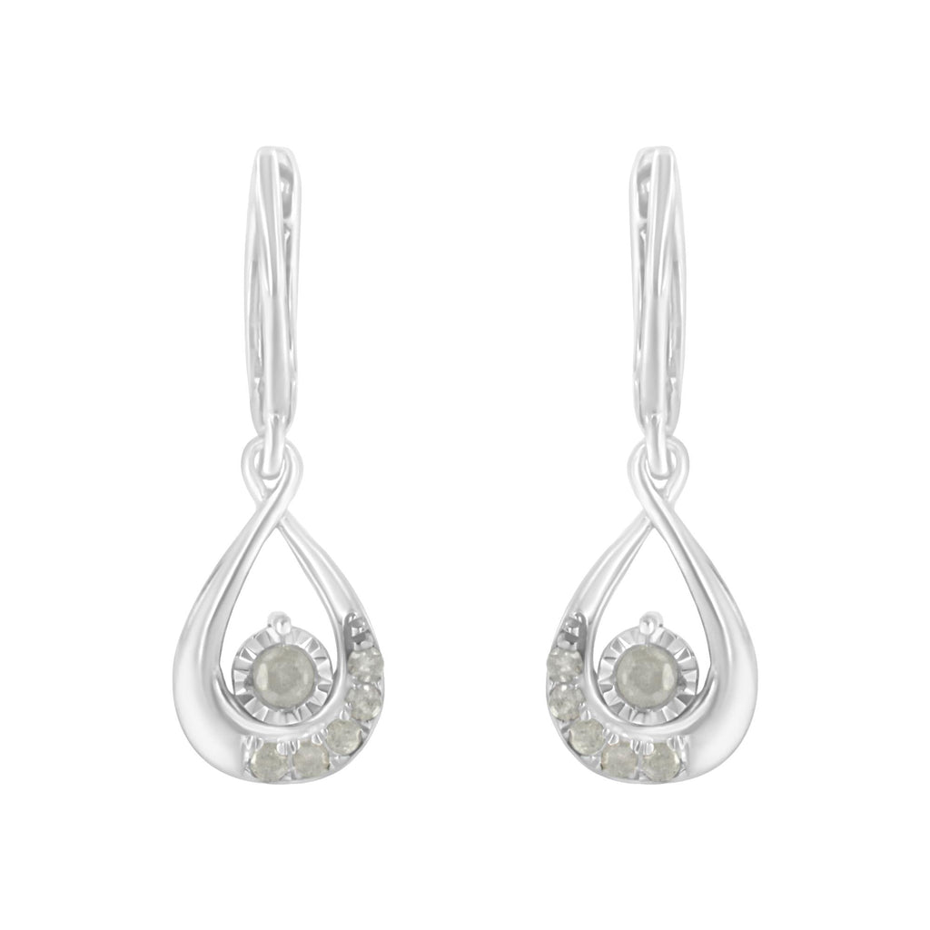 .925 Sterling-Silver 1/5 cttw Miracle-Set Round Diamond Drop and Dangle Hoop Earring (I-J Color, I3 Clarity)