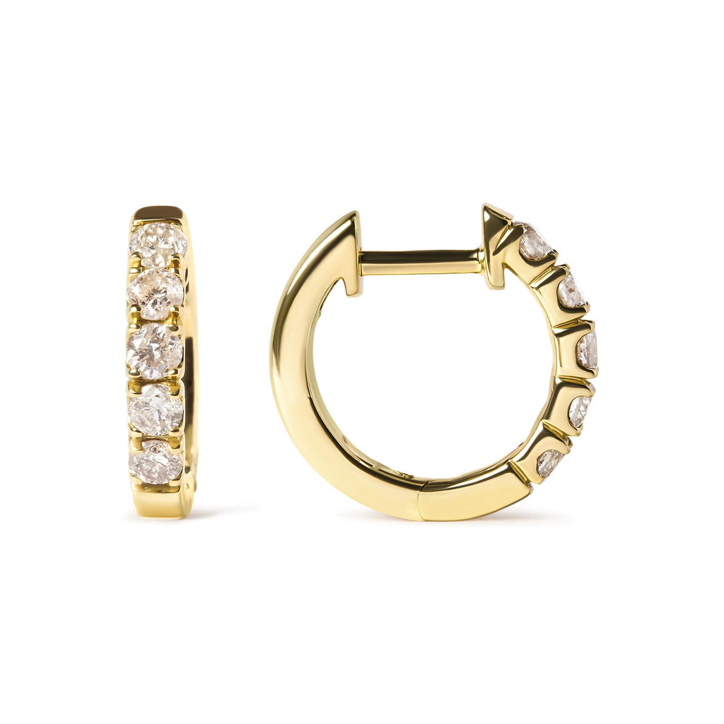 Round-Cut Diamond Hoop Earrings in 10K Yellow Gold – 1/2 Cttw