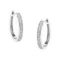 .925 Sterling Silver 1/4 Cttw Inlaid Diamond Curved Edge Hoop Earrings (I-J Color, I3 Clarity)