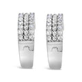 .925 Sterling Silver 1/2 Cttw Diamond Double Row Leverback Hoop Earring (I-J Color, I3 Clarity)