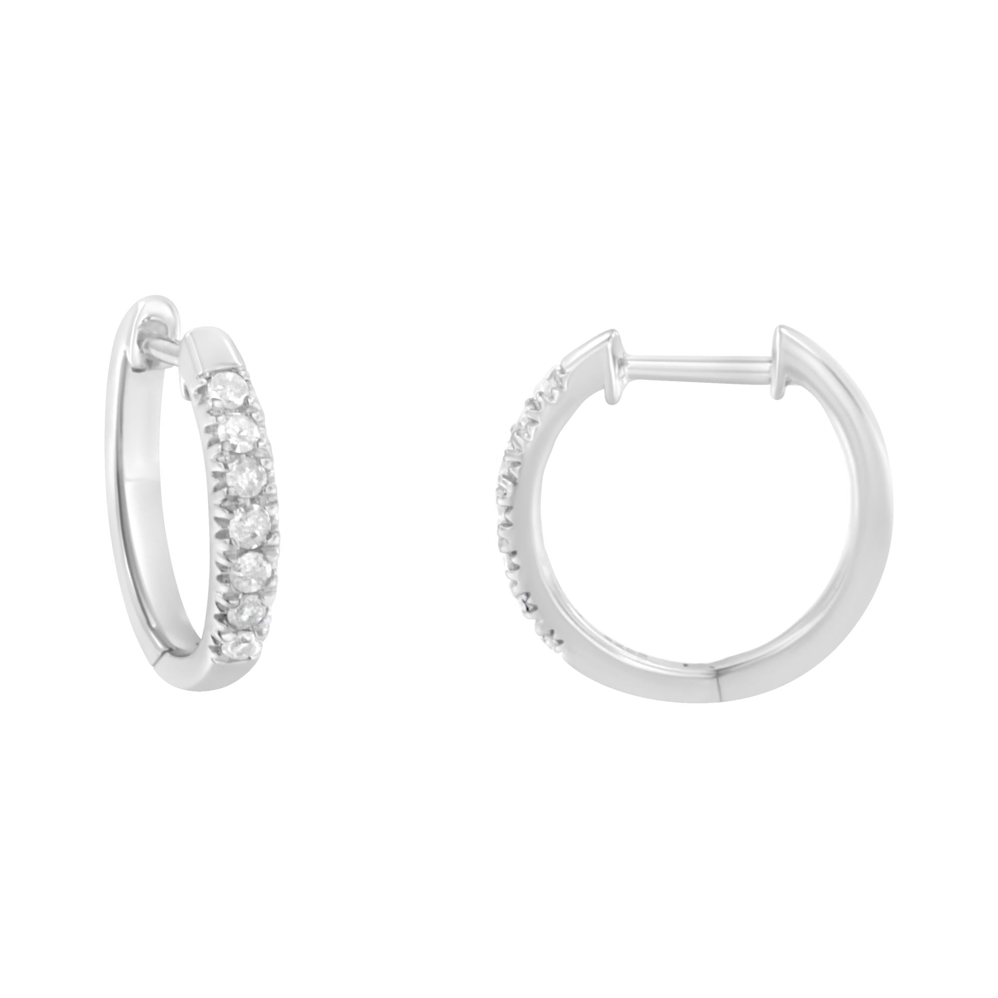 .925 Sterling Silver 1/4 Cttw Diamond Hoop Earrings (I-J Color, I3 Clarity) 