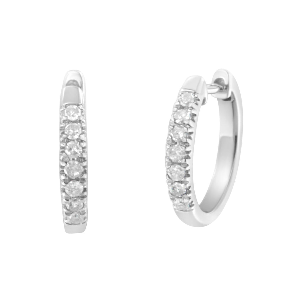 .925 Sterling Silver 1/4 Cttw Diamond Hoop Earrings (I-J Color, I3 Clarity) 