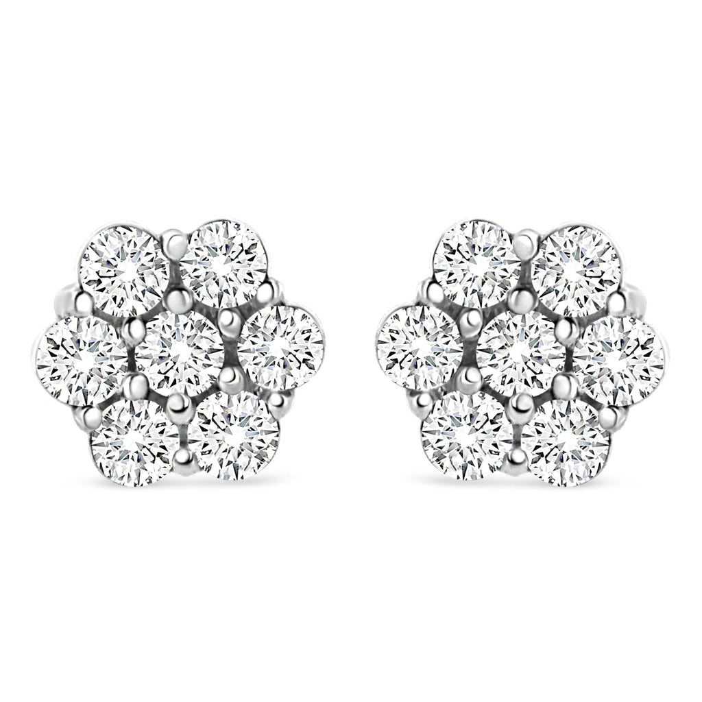 14K White Gold 1/2 cttw Round-Cut Diamond Floral Stud Earrings (I-J Color, SI2-I1 Clarity)
