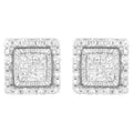 10K White Gold 1/2 cttw Invisible Set Princess-Cut Diamond Square Stud Earring (I-J Color, I1-I2 Clarity)
