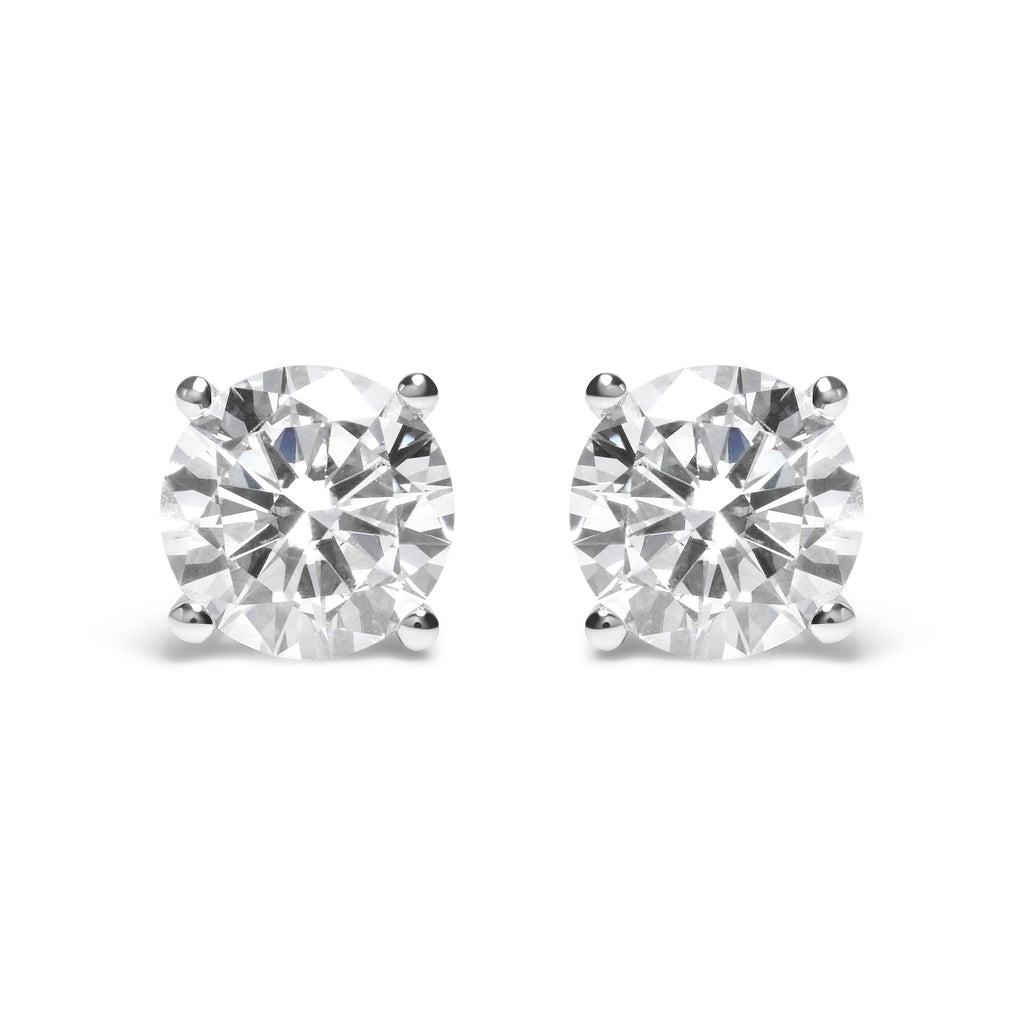 IGI Certified 14K White Gold 5.00 Cttw Round Brilliant-Cut Lab Grown Diamond Classic 4-Prong Stud Earrings with Screw Backs (F-G Color, SI1 Clarity)