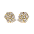 14K White Gold 3 cttw Prong Set Round-Cut Diamond Floral Cluster Stud Earring (I-J Color, SI1-SI2 Clarity)