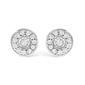 .925 Sterling Silver 1/4 Cttw Diamond Miracle Set Solitaire with Halo Stud Earrings