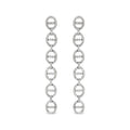 Sterling Silver 1.0 Cttw Diamond Oval Design Dangle Earrings