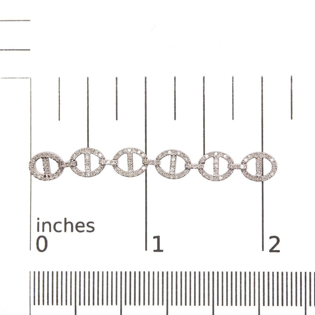 Diamond Oval Link Dangle Earrings in .925 Sterling Silver – 1.0 Cttw