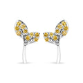 925 Sterling Silver 1/16ct TDW  Yellow Treated Diamond Leaf Earrings