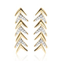 18K Yellow Gold Plated .925 Sterling Silver 1/5 Cttw Diamond Chevron Arrow Stud Earring (I-J Color, I2-I3 Clarity)