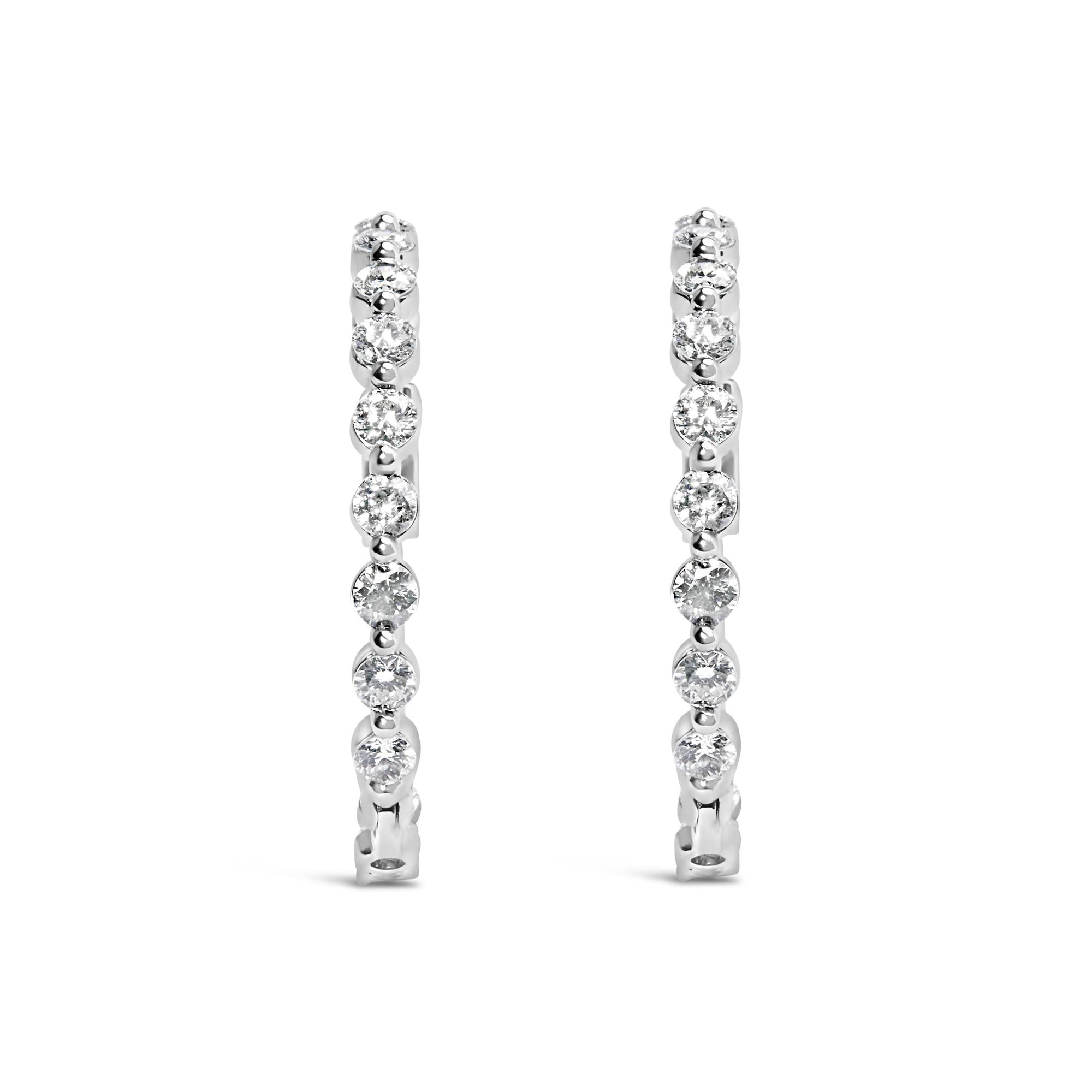 14K White Gold 5.00 Cttw Lab Grown Diamond Inside-Out Hoop Earring