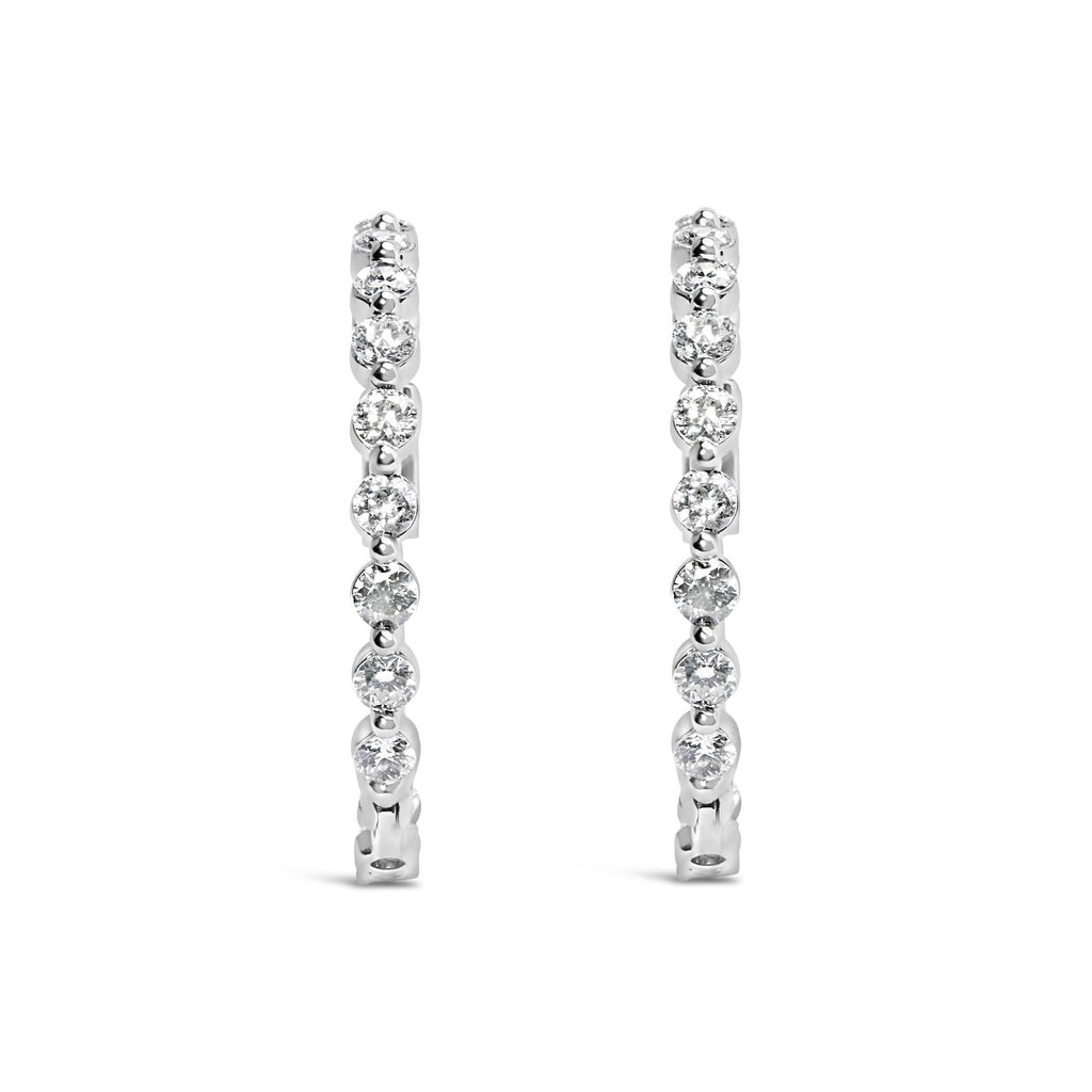 14K White Gold 5.00 Cttw Lab Grown Diamond Inside-Out Hoop Earring