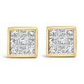 14K Yellow Gold 1.0 Cttw Princess Cut Diamond Composite Stud Earrings with Screw Backs (J-K Color, SI1-SI2 Clarity)