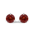 14K White Gold 3/4 Cttw Red Lab-Grown Diamond Classic 3-Prong Martini Set Solitaire Stud Earrings