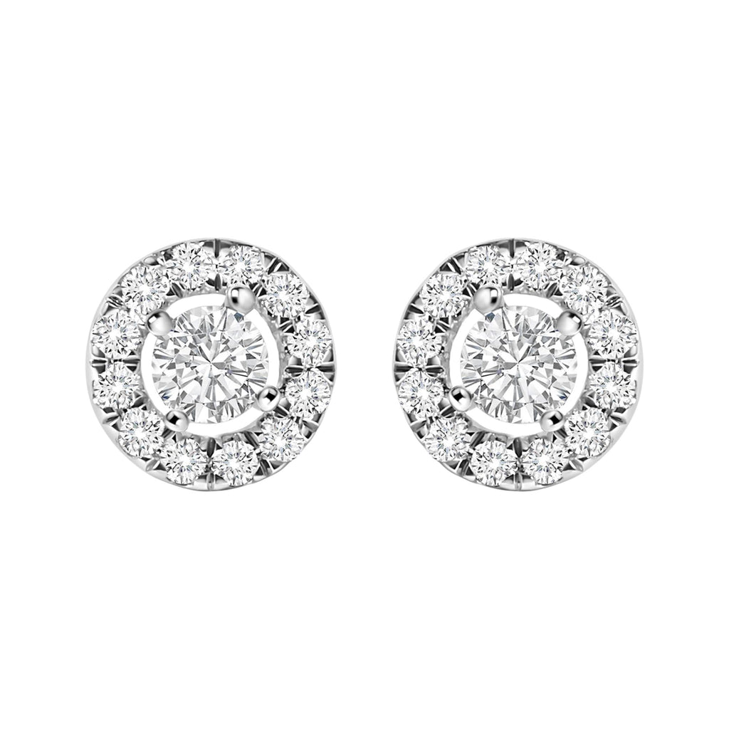 14K White Gold 3/4 Cttw Lab-Grown Diamond Floating Halo Stud Earring (F-G Color, VS1-VS2 Clarity)