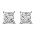 Sterling Silver 1/2 Cttw Princess Diamond Composite Square Stud Earrings