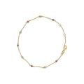 14K Yellow Gold Alternating Red Ruby and White Diamond Bezel Station Chain Bracelet (I-J Color, SI2-I1 Clarity) - 8" Inches