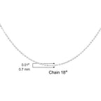 Silver chain necklace with measurement details on a white background