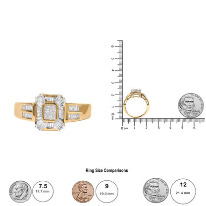 10K Yellow Gold 1/2 Cttw Diamond Composite and Halo Ring (H-I Color, SI1-SI2 Clarity) - Bijoux-NYC Direct