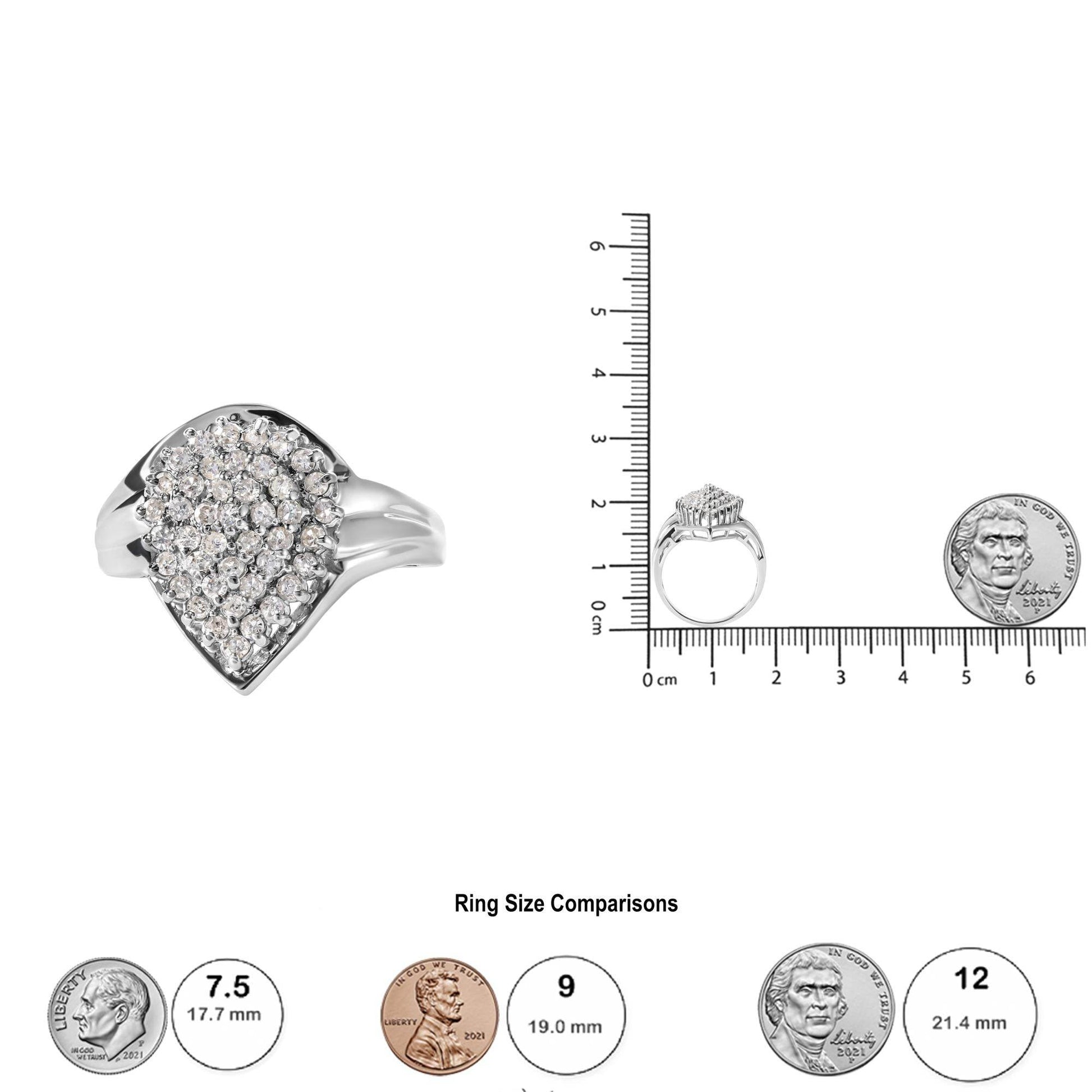 10K White Gold 1/2 Cttw Diamond Pear Shaped Cluster Ring (H-I Color, I1-I2 Clarity) - Bijoux-NYC Direct