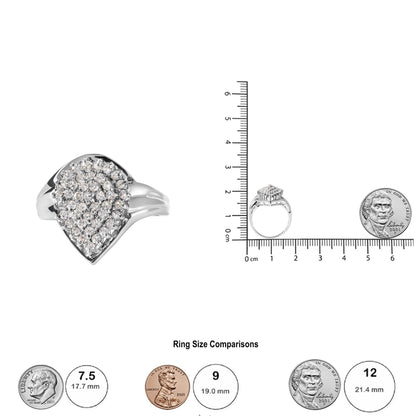 10K White Gold 1/2 Cttw Diamond Pear Shaped Cluster Ring (H-I Color, I1-I2 Clarity) - Bijoux-NYC Direct