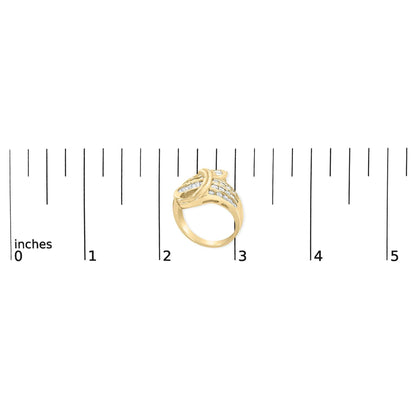 14K Yellow Gold 1 1/3 Cttw Channel Set Diamond Bypass Cocktail Ring (J-K Color, I1-I2 Clarity) - Ring Size 7 - Bijoux-NYC Direct