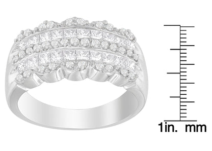 14K White Gold 1 1/7ct. TDW Round and Princess-Cut Diamond Ring(H-I, SI2-I1) - Bijoux-NYC Direct