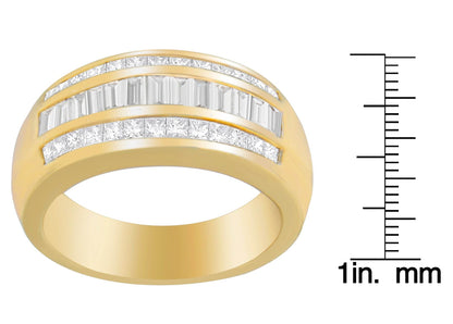 14K Yellow Gold 1ct. TDW Princess and Baguette-Cut Diamond Ring(H-I, SI1-SI2) - Bijoux-NYC Direct