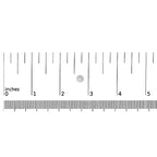 Ruler with a small round pearl erring placed at 2.5 inches